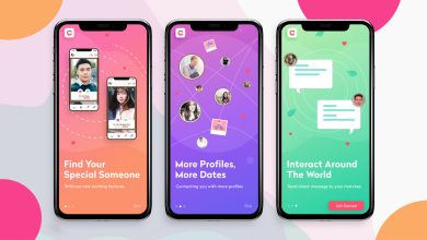 4. Basic features for a dating app 3 mock screens of various features